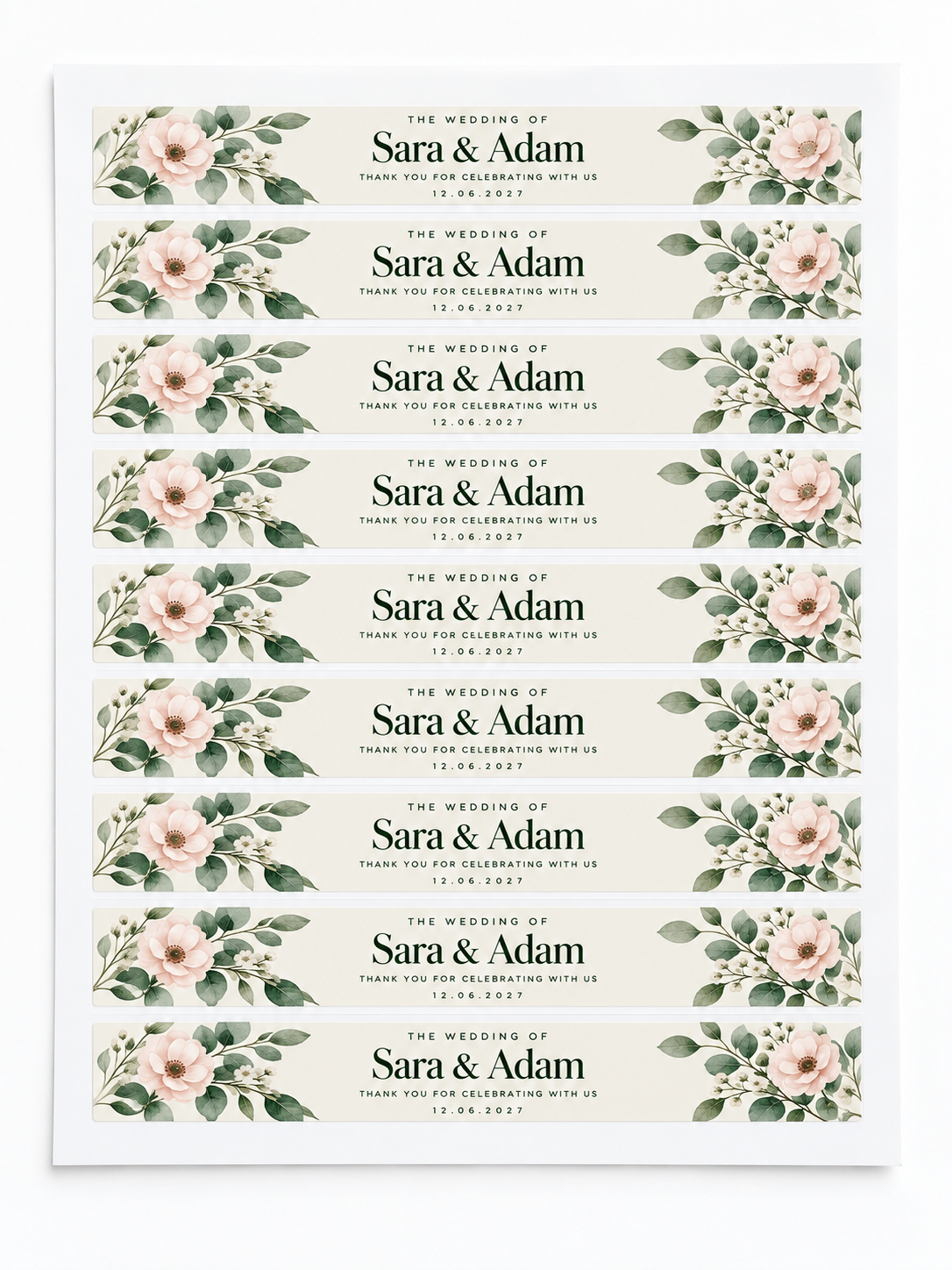 Custom Water Bottle Labels – 10 Labels per Sheet (Min. 6 Sheets)